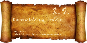 Keresztény Irén névjegykártya